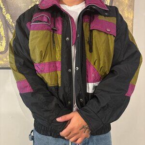 Pink and black vintage Downhill Racer 80s ski jacket ski